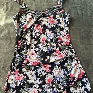 White House Black Market Multicolor Floral Tank Top